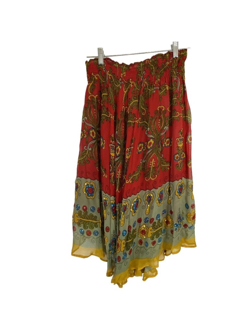 Alberto Makali Bohemian Asymmetrical High Low Floral Sequin Long Skirt Skirt M
